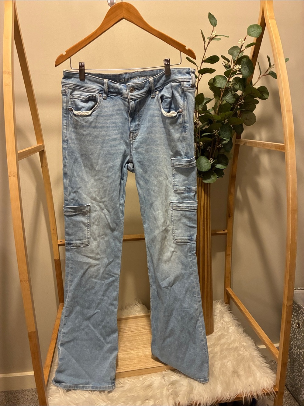 American Eagle Outfitters Light Blue Bootcut Cargo Jeans